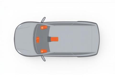 Diagramm zur korrekten Platzierung der Klebevignette am Auto